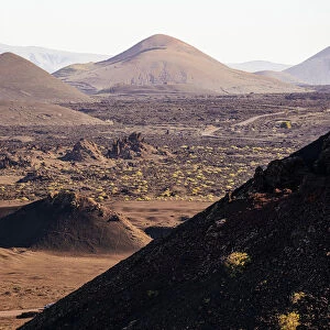 Volcanic landscape and crater, Timanfaya, Lanzarote, Canary Islands