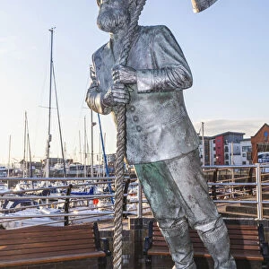 Wales, Glamorgan, Swansea, Swansea Docks, Statue of Captain Cat from the Dylan Thomas