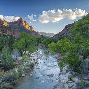 The Watchman mountain and Virgin river, Zion National Park, Utah, USA