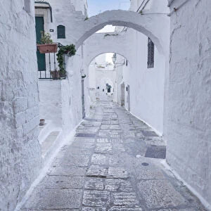 White narrow street of Polignano a Mare, Apulia, Italy