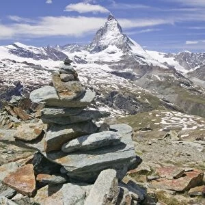 The Matterhorn and cairn above Zermatt Switzerland