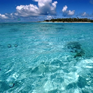 Uninhabited island and turquoise lagoon, Ailuk atoll, Marshall Islands, Pacific (RR)