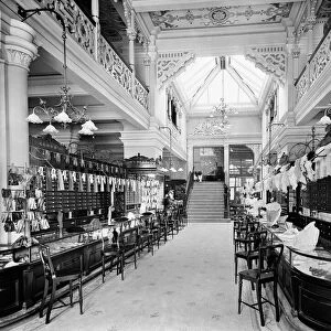 View of the sales floor for gloves and laces in Jenners Department Store