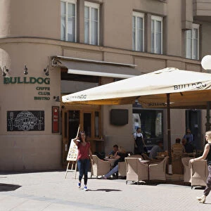 Croatia, Zagreb, Old town, CAfe outdoor seating on Frana Petrica street
