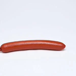 Food, Cooked, Meat, Single saveloy on a white background