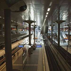 Germany, Berlin, Mitte, Hauptbahnhof steel and glass train station designed by Meinhard