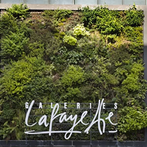Germany, Berlin, Mitte, Vertical planting on the exterior of Galeries Lafayette