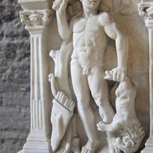 Italy, Lazio, Rome, Esquiline Hill, Terme di Diocleziano, sarcophagus detail