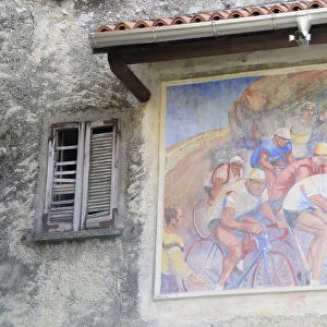 Italy, Piemonte, Arcumeggia, wall painting by Alegi Sassu in 1957