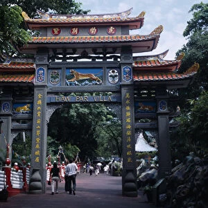 SINGAPORE, Haw Par Villa Entrance to Haw Par Villa and Tiger Balm Gardens with people