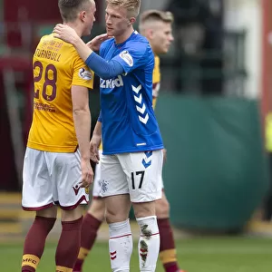 Ross McCrorie and David Turnbull Share a Moment: Motherwell vs Rangers, Scottish Premiership, Fir Park
