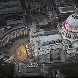 Aerial view of St Pauls Cathedral during the City Salute pageant in central London