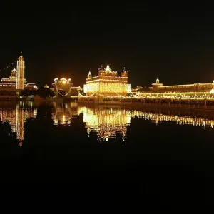 Print of the Golden Temple illuminated at night Print of the Golden Temple illuminated at night