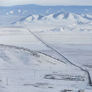 A general view shows the R257 federal highway in the Republic of Tuva