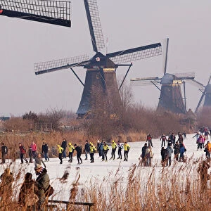 Ice Skaters and Windmills in the Netherlands