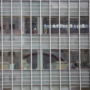 Lehman Brothers Staff Standing, Canary Wharf