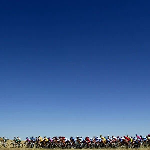 A pack of riders cycle during fourth stage of the Tour of Spain cycling race between Almendralejo