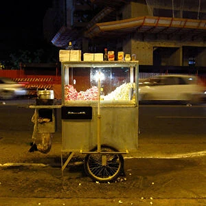 A popcorn stand is seen on a street in central Brasilia