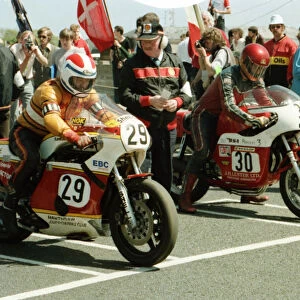 Davy Gordon (Kawasaki) and Hartley Kerner (BSA) 1984 Formula One TT