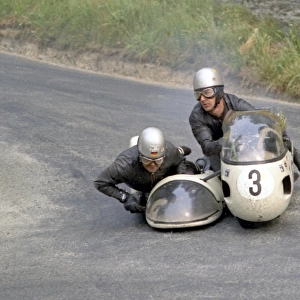 Horst Owesle and Julius Kremer at Governors Bridge: 1970 500 Sidecar TT