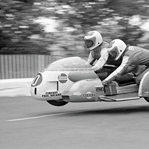 Jeff Gawley and Ken Birch (RMB Konig) fly Ballaugh Bridge: 1974 500 Sidecar TT