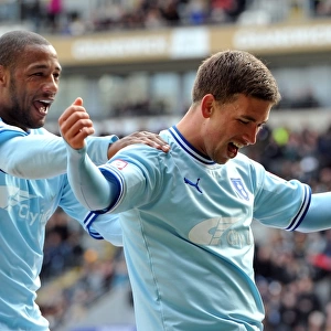 Cody McDonald and Clive Platt: A Celebratory Moment as Coventry City Scores the Second Goal Against Hull City in the Npower Championship (March 31, 2012)