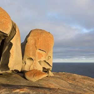 Eroded coastal rocks on granite outcrop at sunset, Remarkable Rocks, Flinders Chase N. P
