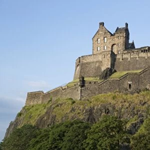 View of castle on volcanic plug, Edinburgh Castle, Edinburgh, Scotland, July
