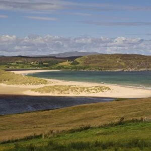 View of coastline with sandy beach, Torrisdale Bay, Sutherland, Highlands, Scotland, August