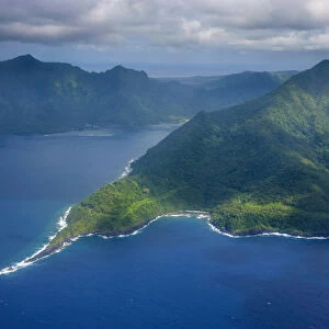 Aerial of the island of Upolo, Samoa, South Pacific