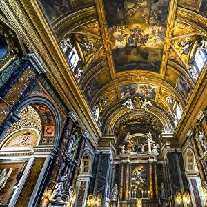 Altar Statues frescoes, Basilica Jesus and Mary Gesu e Maria Church, Rome, Italy