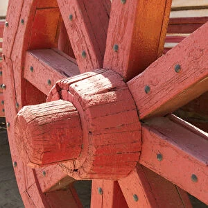 Asia, Mongolia, Ulaanbaatar, wheels of a cart that traditionally would be attached to a Yak