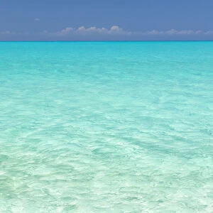 Bahamas, Little Exuma Island. Seascape of aqua ocean water