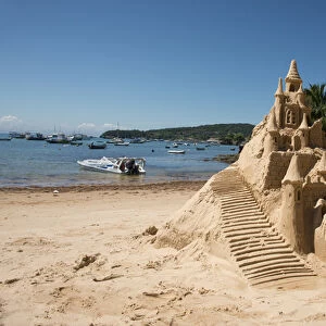 Brazil, state of Rio de Janeiro, Buzios. Sand castle on beach