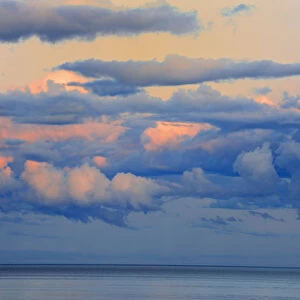 Canada, New Brunswick, Cap-Lumiere. Sunset over Northumberland Strait. Credit as