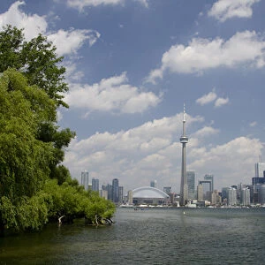 Canada, Ontario, Toronto. Lake Ontario city skyline view of the iconic CN Tower