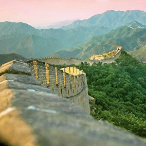China, Huairou County, Sunrise over the Mutianyu section of The Great Wall