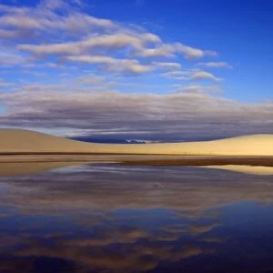 Early morning reflections of sand dunes at White Sands National Monument