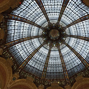 Europe, France, Paris. Ceiling of Galeries Lafayette department store. Credit as