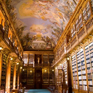 Fabulous beautiful historic Strahov Library with rare historical books in Prague