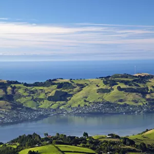 Farmland at Upper Junction, and Otago Harbor and Otago Peninsula, Dunedin, South Island