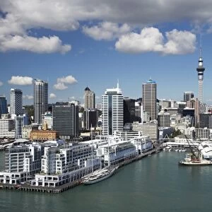 Hilton Hotel, Princes Wharf, Auckland Central Business District and Sky Tower, North Island, New Zealand