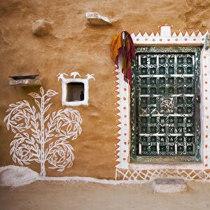 India, Rajasthan. Traditional desert house exterior