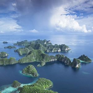 Indonesia, West Papua. Aerial of Raja Ampat islands