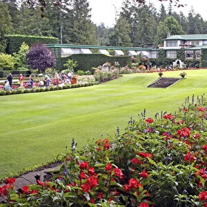 Italian garden lawn Butchart Gardens Victoria British Columbia Canada