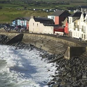 Lahinch, County Clare, Ireland, Houses, Breakwater, Waves, Coastline, Town