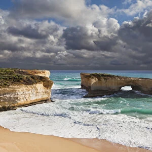 London Arch at the Great Ocean Road, Australia, during storm and evening light