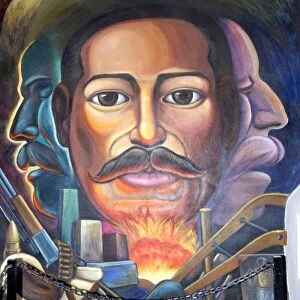 Mexico, Chihuahua. Pancho Villa home, wall mural. THIS IMAGE HAS SOME RESTRICTIONS
