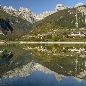 Molveno at lake Lago di Molveno in the Dolomiti di Brenta