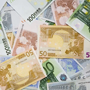 Montage of miscellaneous Euro currency. Credit as: Dennis Flaherty / Jaynes Gallery
